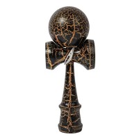Set de doua Kendama X Originala, Profesionala, DEPOX®, Cracked, Lemn, 18 cm, Negru/Auriu