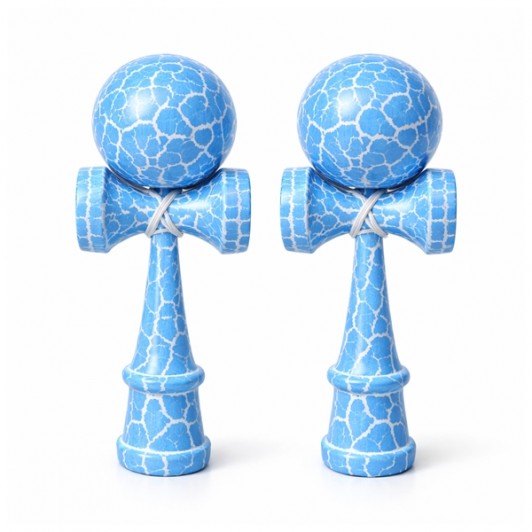 Set de doua Kendama X Originala, Profesionala, DEPOX®, Cracked, Lemn, 18 cm, Albastru/Alb