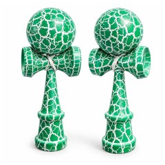 Set de doua Kendama X Originala, Profesionala, DEPOX®, Cracked, Lemn, 18 cm, Verde/Alb