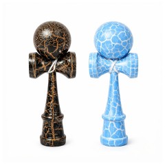 Set de doua Kendama X Originala, Profesionala, DEPOX®, Cracked, Lemn, 18 cm, albastru/negru