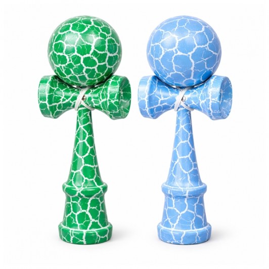 Set de doua Kendama X Originala, Profesionala, DEPOX®, Cracked, Lemn, 18 cm, verde/albastru