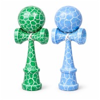 Set de trei Kendama X Originala, Profesionala, DEPOX®, Cracked, Lemn, 18 cm, verde/albastru/negru