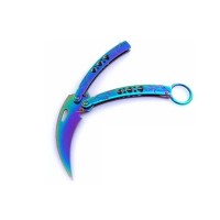Briceag fluture karambit, DEPOX®, otel inoxidabil, 22 cm, multicolor