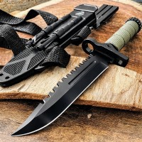 Cutit cu amnar si ascutitor , 32 cm DEPOX® , teaca multifunctionala, verde military