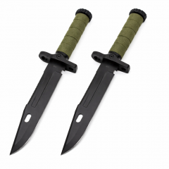 Set de doua cutite cu amnar si ascutitor , 32 cm DEPOX® , teaca multifunctionala, verde military