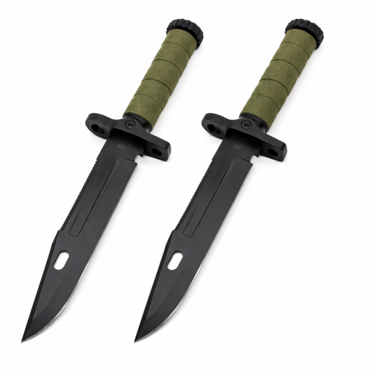 Set de doua cutite cu amnar si ascutitor , 32 cm DEPOX® , teaca multifunctionala, verde military Set de doua cutite cu amnar si ascutitor , 32 cm DEPOX® , teaca multifunctionala, verde military