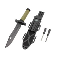 Set de doua cutite cu amnar si ascutitor , 32 cm DEPOX® , teaca multifunctionala, verde military