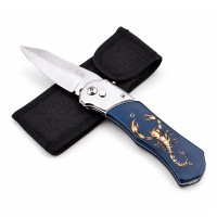 Set de doua cutite automate, DEPOX®, design compact, 24 cm,husa inclusa, bleumarin/multicolor