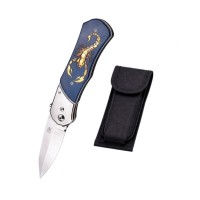Set de doua cutite automate, DEPOX®, design compact, 24 cm,husa inclusa, bleumarin/multicolor