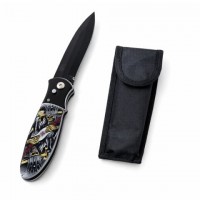 Set de doua cutite automate, DEPOX®, 24 cm,husa inclusa, maner decorativ, multicolor