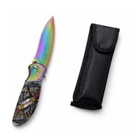 Set de doua cutite automate, DEPOX®, 24 cm,husa inclusa, maner decorativ, lama multicolora