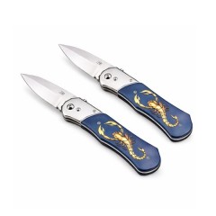 Set de doua cutite automate, DEPOX®, design compact, 24 cm, bleumarin