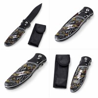 Set de doua cutite automate, DEPOX®, maner decorativ, 24 cm, multicolor