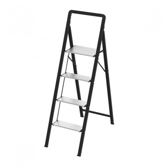 Scara pliabila aluminiu 4 trepte, DEPOX®, antiderapanta, compacta, negru, 138 cm