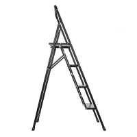 Scara pliabila aluminiu 4 trepte, DEPOX®, antiderapanta, compacta, negru, 138 cm