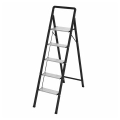 Scara pliabila aluminiu 5 trepte, DEPOX®, antiderapanta, compacta, negru, 157 cm