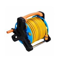 Furtun gradina pe tambur 20 m, DEPOX®, diametru 1/2, cu pistol stropire multifunctional, cuplaje inc