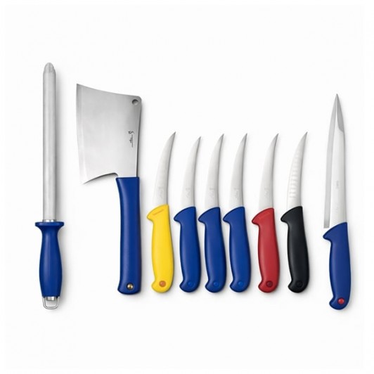 Set profesional măcelărie 8 piese,  DEPOX®, cutite din otel inoxidabil cu carbon, pentru dezosare și