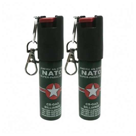 Set 2 x Mini Spray Paralizant NATO, DEPOX®, tip breloc, propulsie jet, 20 ml