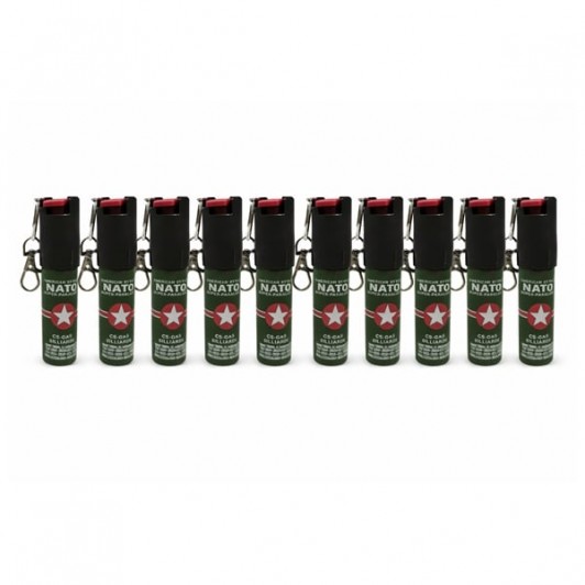 Set 10 x Mini Spray Paralizant NATO, DEPOX®, tip breloc, propulsie jet, 20 ml