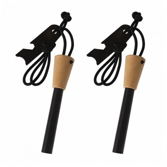 Set 2 x amnar supraviețuire robust cu mâner lemn și racletă multifuncțională, DEPOX®, lemn, 11 cm Set 2 x amnar supraviețuire robust cu mâner lemn și racletă multifuncțională, DEPOX®, lemn, 11 cm