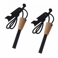 Set 2 x amnar supraviețuire robust cu mâner lemn și racletă multifuncțională, DEPOX®, lemn, 11 cm Set 2 x amnar supraviețuire robust cu mâner lemn și racletă multifuncțională, DEPOX®, lemn, 11 cm