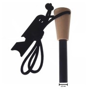 Set 2 x amnar supraviețuire robust cu mâner lemn și racletă multifuncțională, lemn, 11 cm