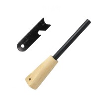 Set 2 x amnar supraviețuire robust cu mâner lemn și racletă multifuncțională, lemn, 12 cm