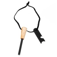 Set 2 x amnar supraviețuire robust cu mâner lemn și racletă multifuncțională, lemn, 12 cm