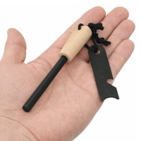 Set 2 x amnar supraviețuire robust cu mâner lemn și racletă multifuncțională, lemn, 12 cm