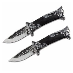 Set de 2 cutite pliabil de vanatoare, DEPOX®, 23 cm, negru