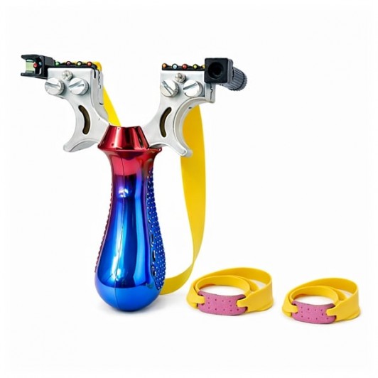 Praștie profesională metalica cu laser, DEPOX®, pentru vânătoare și tir outdoor, rosu/albastru, 11.5