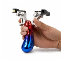 Praștie profesională metalica cu laser, pentru vânătoare și tir outdoor, rosu/albastru, 11.5
