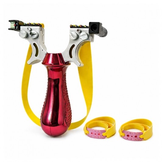 Praștie profesională PVC cu laser, DEPOX®, pentru vânătoare și tir outdoor, rosu, 11.5 cm