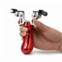 Praștie profesională PVC cu laser, pentru vânătoare și tir outdoor, rosu, 11.5 cm