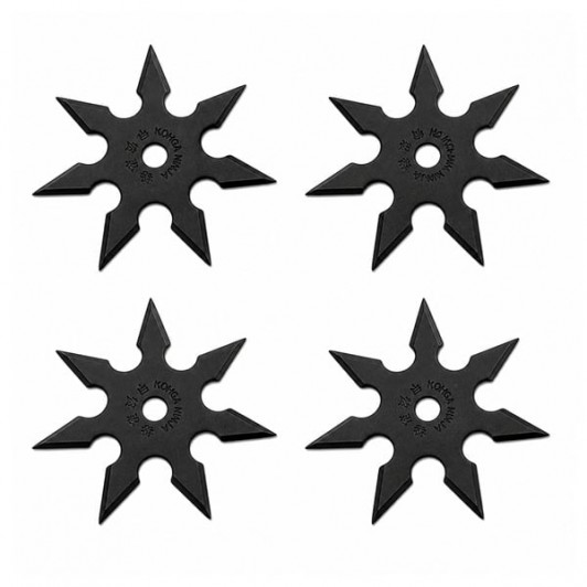 Set patru stele de aruncat DEPOX®, 7 colturi, metalic, negru, 9.5 cm Set patru stele de aruncat DEPOX®, 7 colturi, metalic, negru, 9.5 cm