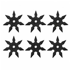 Set sase stele de aruncat DEPOX®, 7 colturi, metalic, negru, 9.5 cm