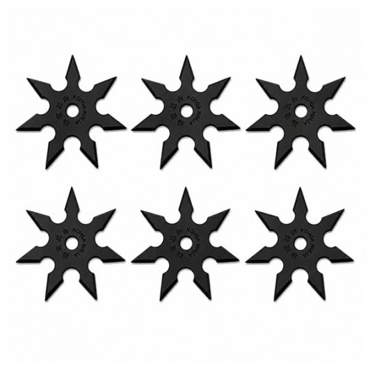 Set sase stele de aruncat DEPOX®, 7 colturi, metalic, negru, 9.5 cm