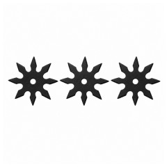 Set trei stele de aruncat DEPOX®, 8 colturi, metalic, negru, 10 cm