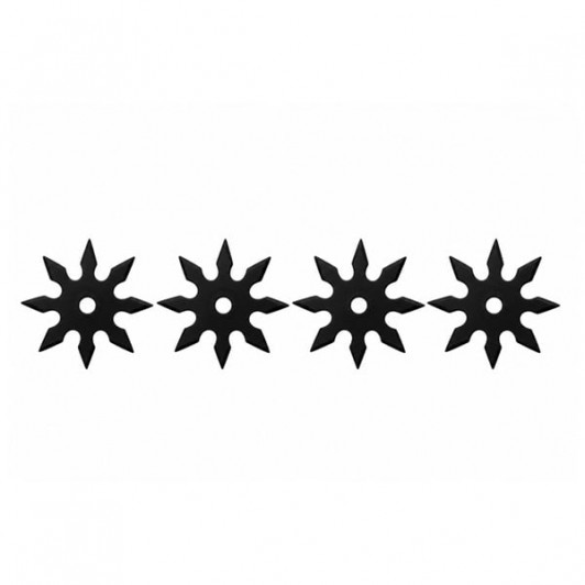 Set patru stele de aruncat DEPOX®, 8 colturi, metalic, negru, 10 cm Set patru stele de aruncat DEPOX®, 8 colturi, metalic, negru, 10 cm
