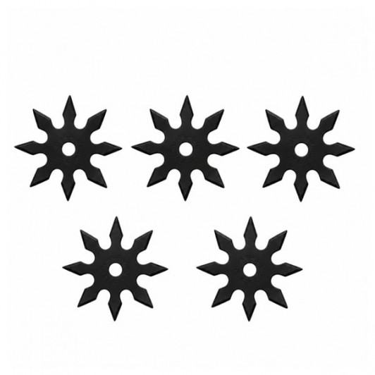 Set cinci stele de aruncat DEPOX®, 8 colturi, metalic, negru, 10 cm