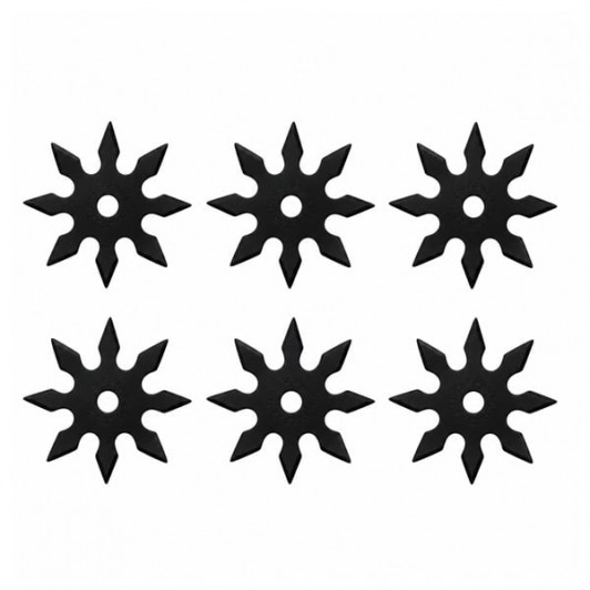 Set sase stele de aruncat DEPOX®, 8 colturi, metalic, negru, 10 cm