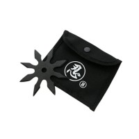 Set sase stele de aruncat DEPOX®, 8 colturi, metalic, negru, 10 cm