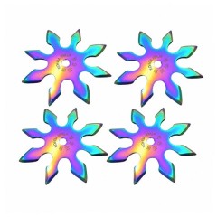 Set patru stele de aruncat DEPOX®, 8 colturi, metalic, multicolor, 10 cm