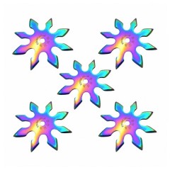 Set cinci stele de aruncat DEPOX®, 8 colturi, metalic, multicolor, 10 cm