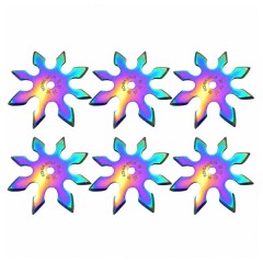 Set sase stele de aruncat DEPOX®, 8 colturi, metalic, multicolor, 10 cm
