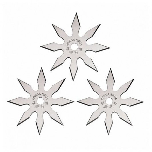 Set trei stele de aruncat, 8 colturi, otel inoxidabil, 10 cm , argintiu