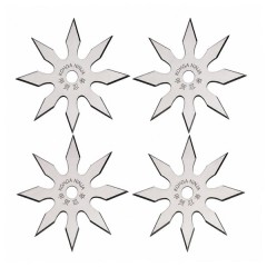 Set patru stele de aruncat, 8 colturi, otel inoxidabil, 10 cm, argintiu