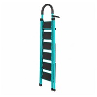 Scara pliabila metalica 6 trepte, antiderapanta, compacta, albastru, 173 cm
