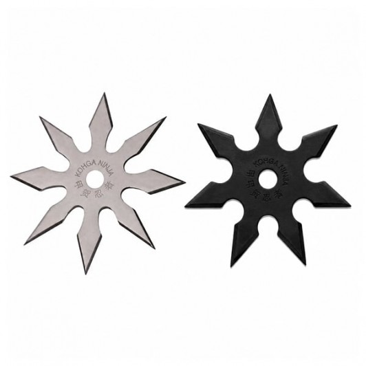 Set doua stele de aruncat DEPOX®, 7 și 8 colțuri, metalic, negru/argintiu, 10 cm